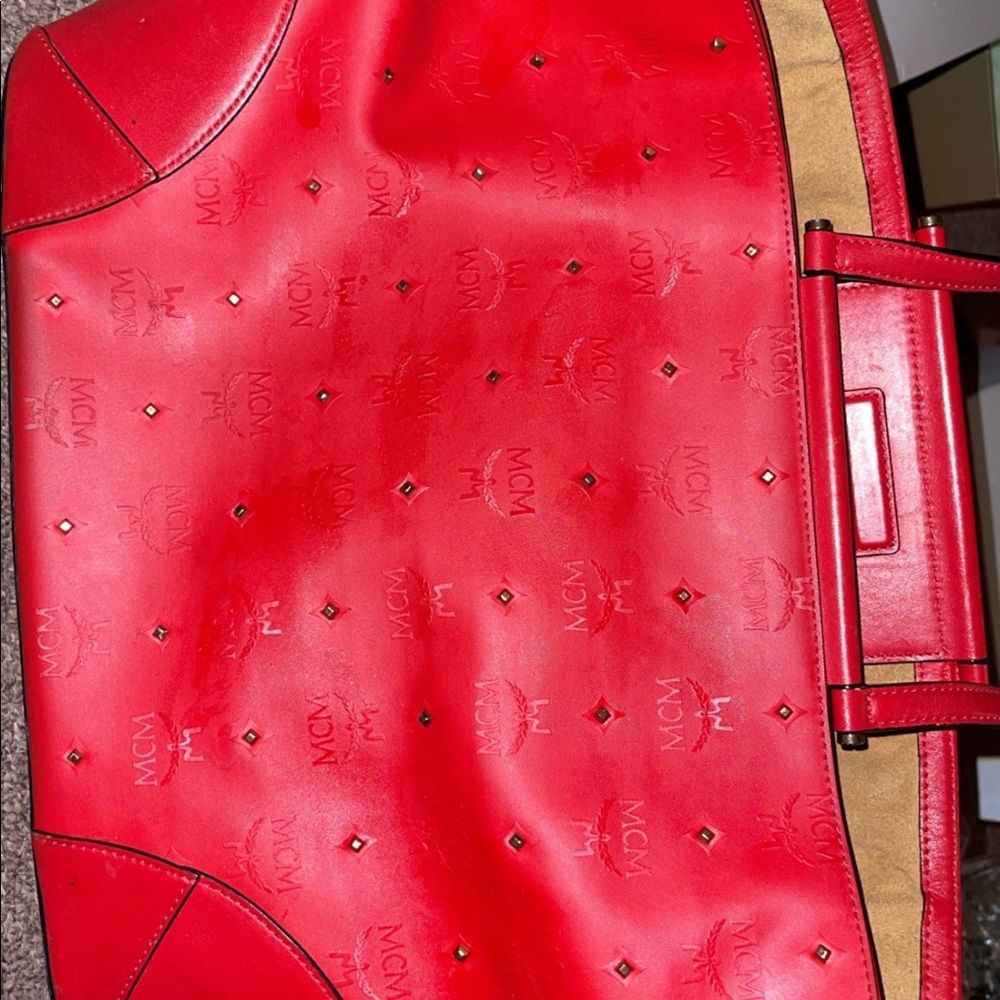 Red mcm purse